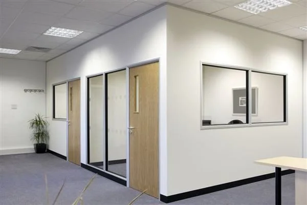 A Standard Drywall installation in an open plan office